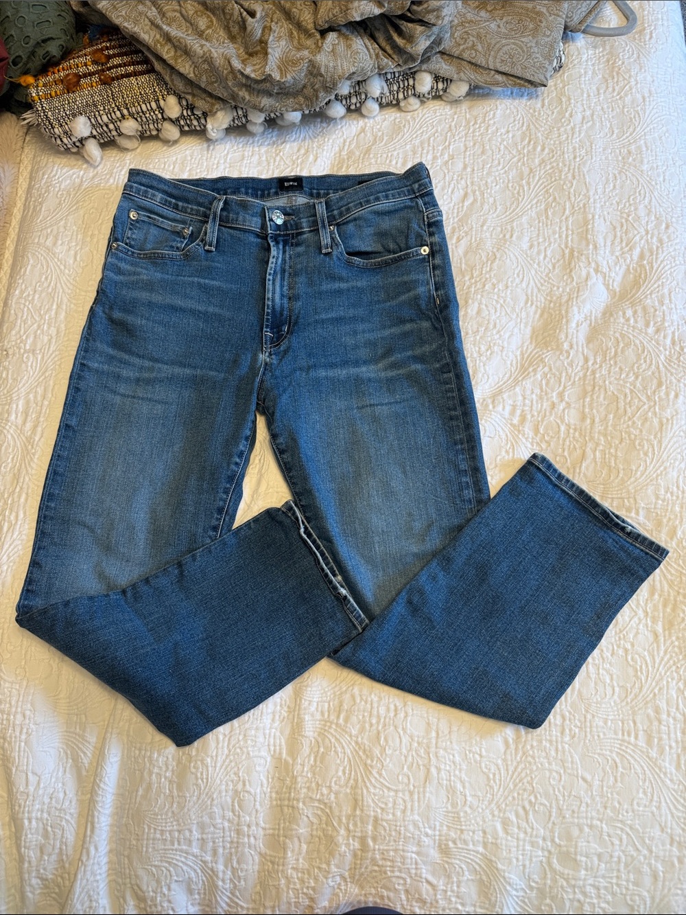 Edwin Straight Leg Jeans in Mid Blue Wash